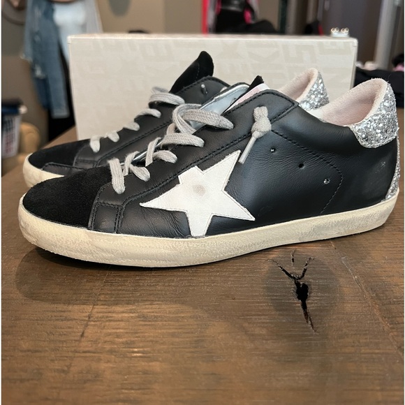 Golden Goose Shoes - Golden Goose Super Star, classic suede toe, glitter heel - size 36